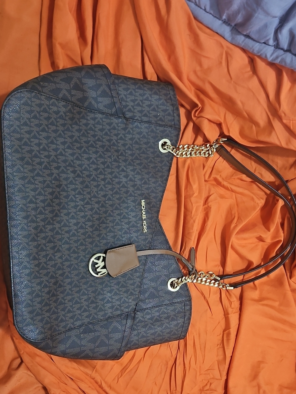 Michael Kors Brown Logo Chain-Handle Shoulder Tote
